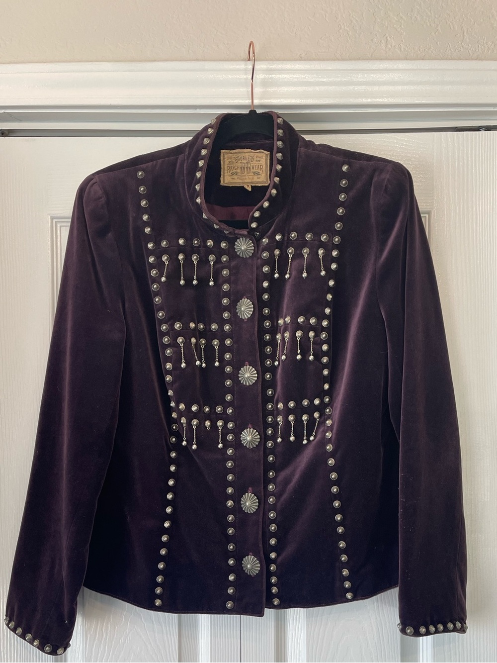 Vintage Double D Ranch Wear Plum Velvet Studded Western Jacket M - Picture 2 of 12
